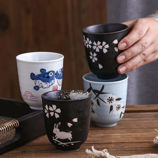 1PC Japanese style ceramic cup hand-painted home tea cup, Japanese cuisine ceramic coffee