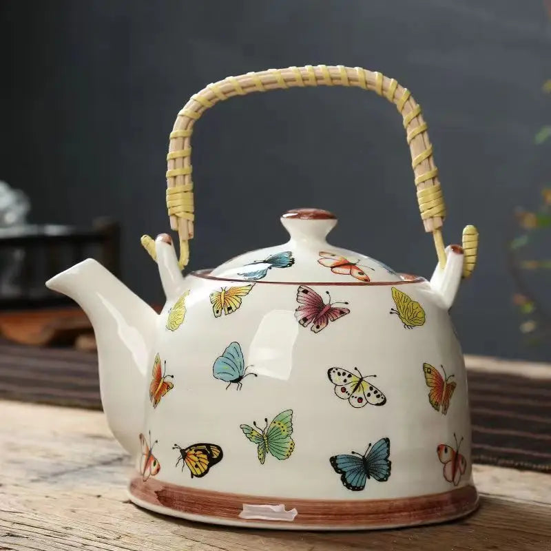 Ceramic teapot 900ML-2000ML , large capacity, blue and white porcelain, ceramic handmade teapot handle tea pot with filter
