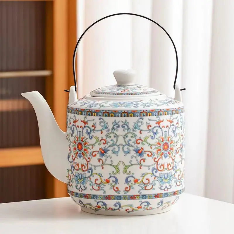 Ceramic teapot 900ML-2000ML , large capacity, blue and white porcelain, ceramic handmade teapot handle tea pot with filter