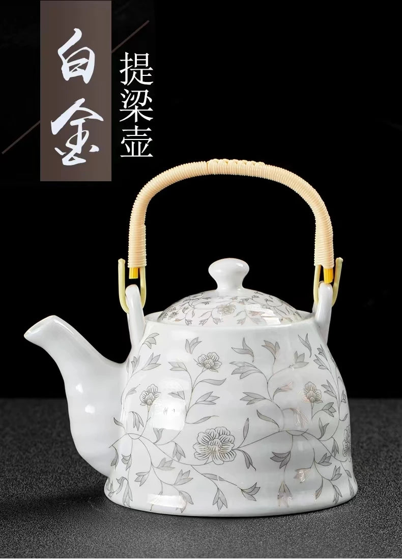 Ceramic teapot 900ML-2000ML , large capacity, blue and white porcelain, ceramic handmade teapot handle tea pot with filter
