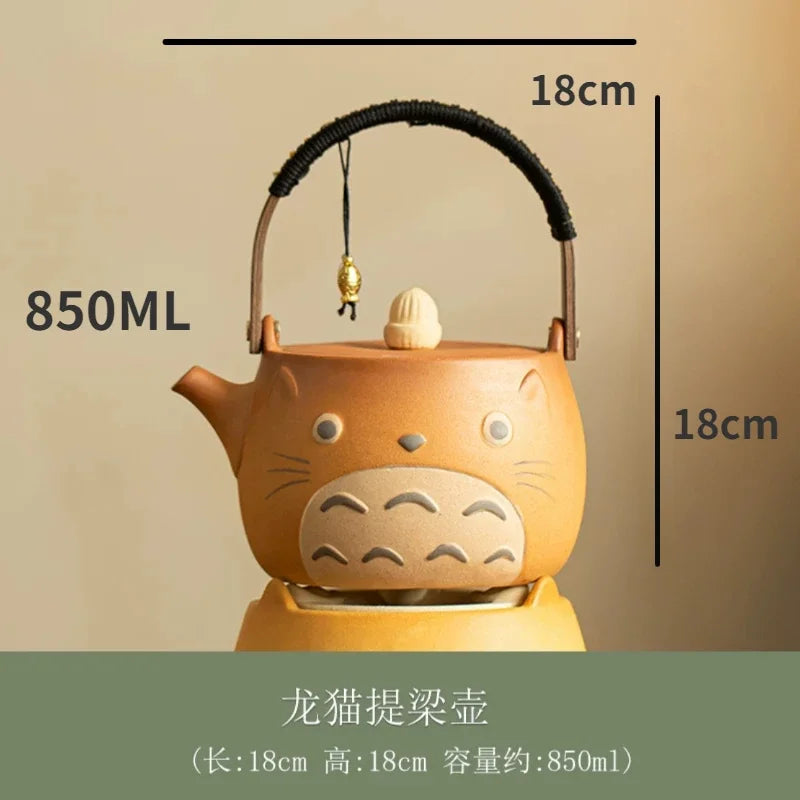 Cute Cartoon Teapot Ceramic Cooking Teapot Household Rough Pottery Teacup Kung Fu Tea Set