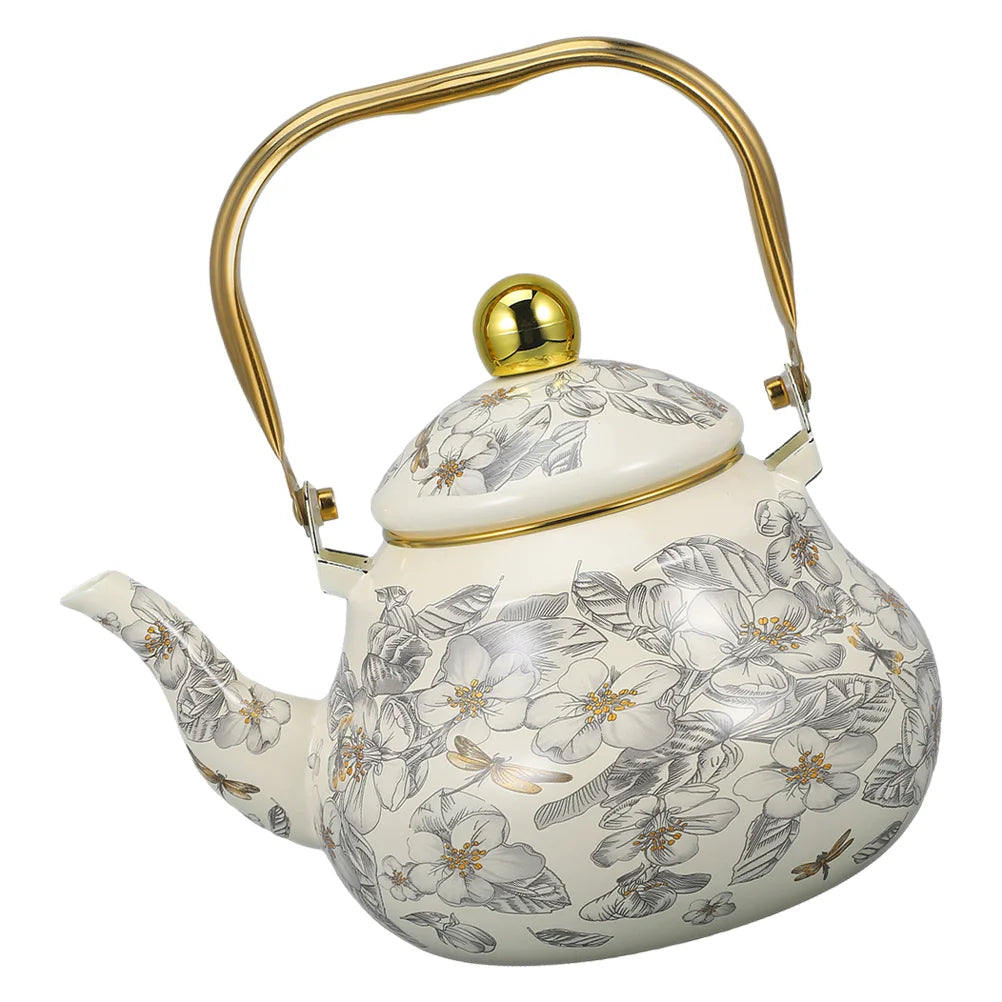 Enamel Tea Maker Retro Coffee Pot Stovetop Kettle Induction Teapot Porcelain Enameled Teakettle