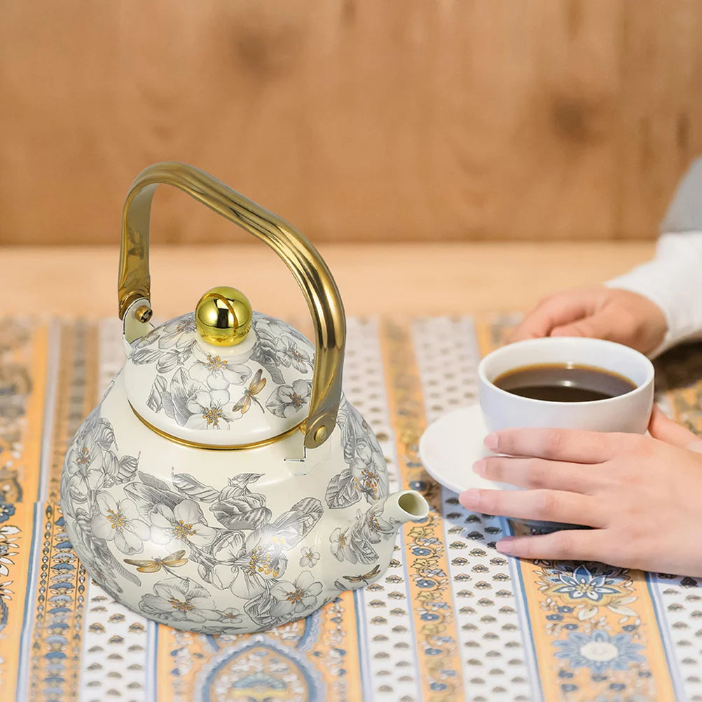 Enamel Tea Maker Retro Coffee Pot Stovetop Kettle Induction Teapot Porcelain Enameled Teakettle