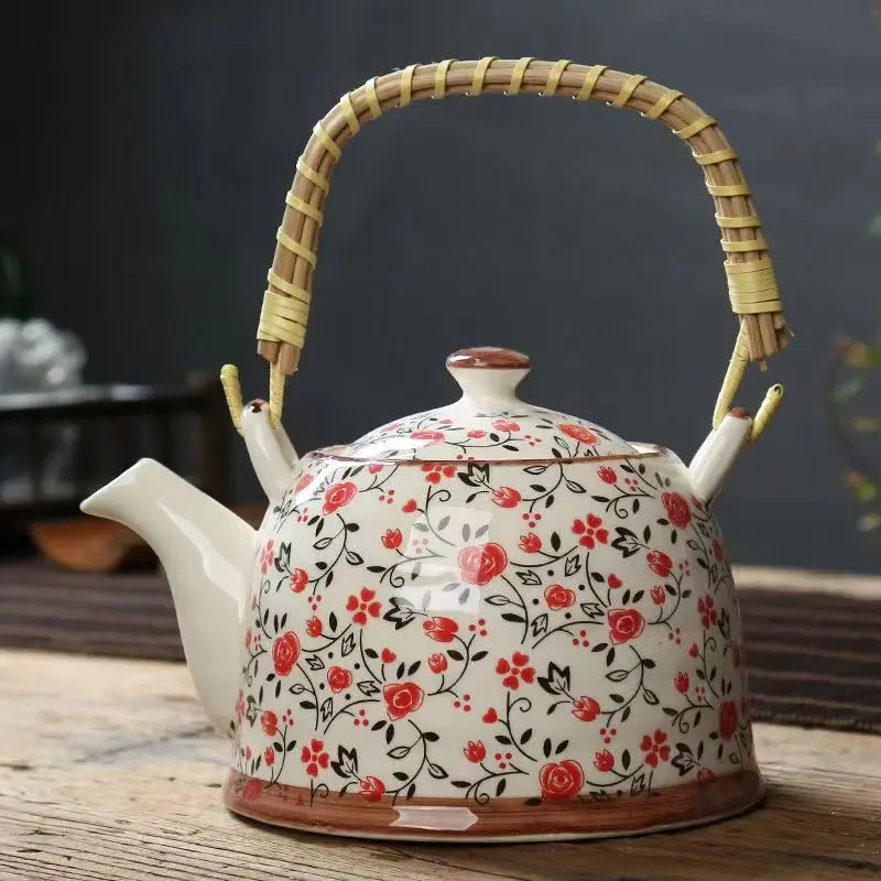 Ceramic teapot 900ML-2000ML , large capacity, blue and white porcelain, ceramic handmade teapot handle tea pot with filter