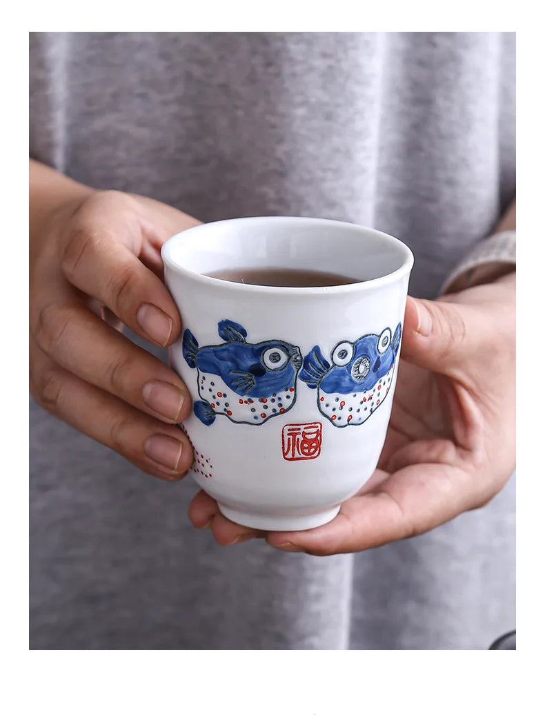 1PC Japanese style ceramic cup hand-painted home tea cup, Japanese cuisine ceramic coffee