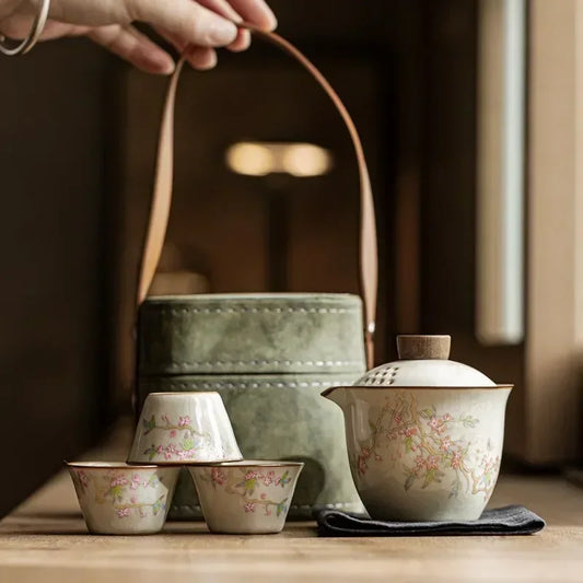 Portable travel tea set Quick Cup One pot three cups outdoor tea tea cup