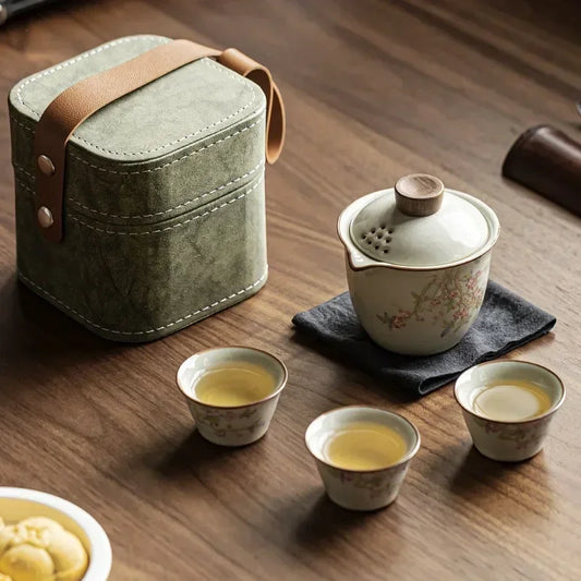 Portable travel tea set Quick Cup One pot three cups outdoor tea tea cup