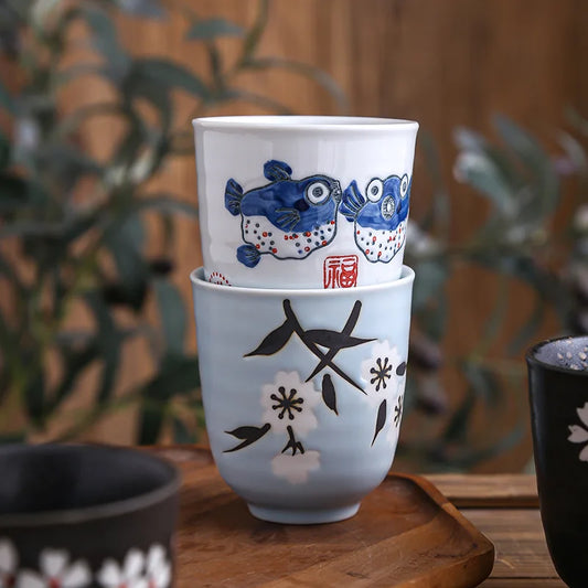 1PC Japanese style ceramic cup hand-painted home tea cup, Japanese cuisine ceramic coffee
